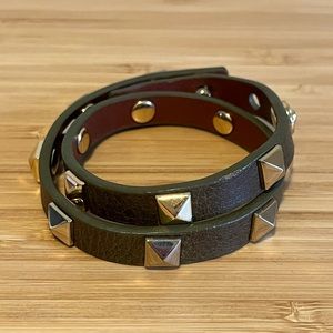 Stella & Dot Leather Studded Wrap Bracelet
